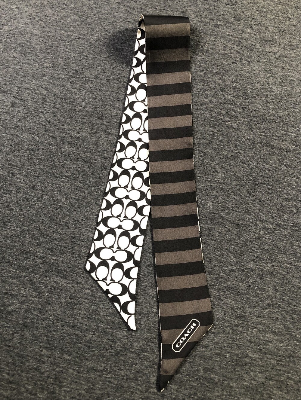 Coach Y2K Silk Black & White Signature "C" Pattern Twilly